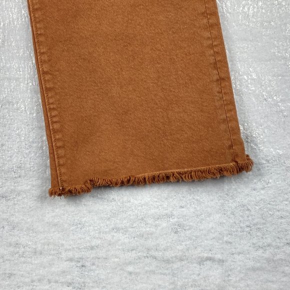 Loft Jeans Women Size 12P/31 Petite High Waist Flare Crop Raw Hem Stretch Brown - Picture 7 of 16